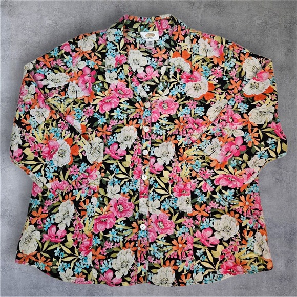 Talbots Tops - Vintage Talbots Floral Linen Button Down Shirt Woman Petites 16W Colorful C7